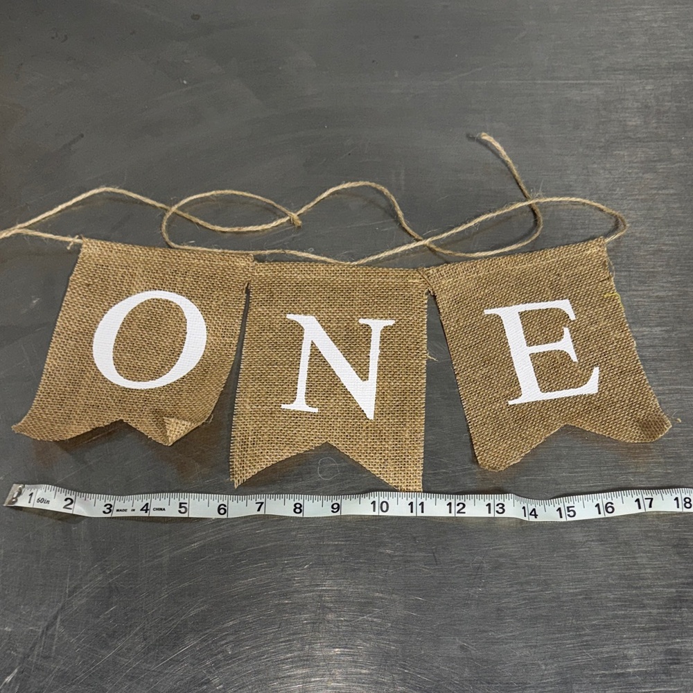 Rustic Burlap 'ONE' Banner for First Birthday